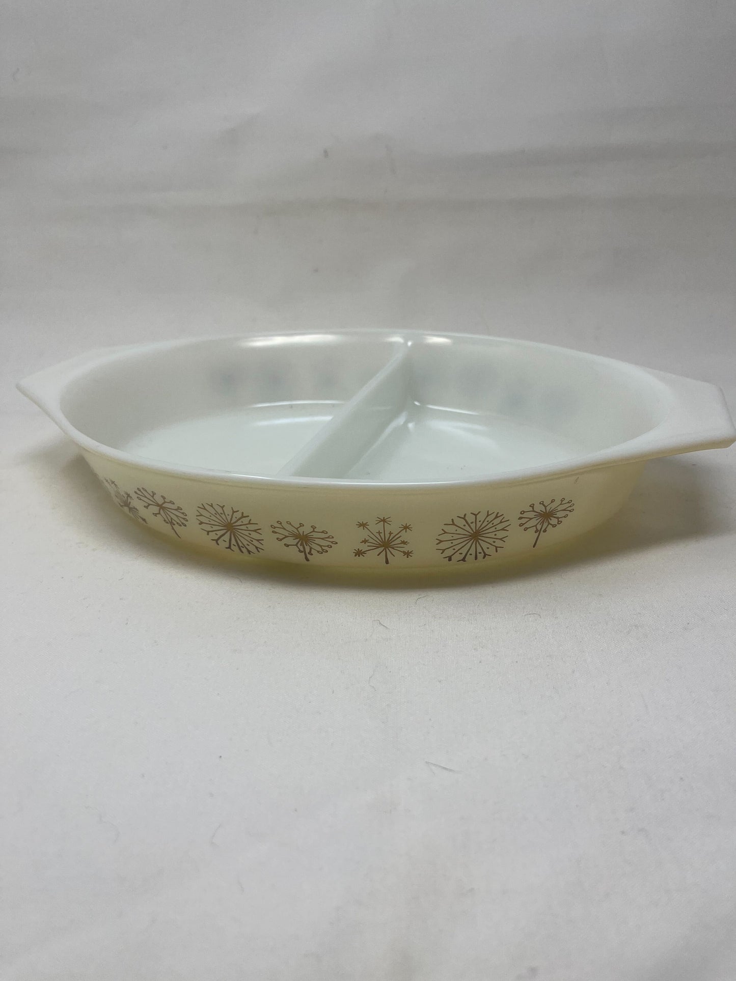 Vintage Pyrex Dandelion Duet Divided Casserole Dish