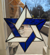 2D stained glass blue and white Star of David