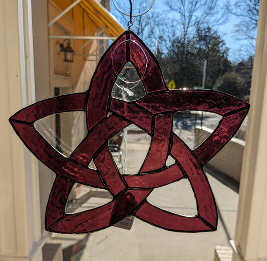 Ruby red 2D stained glass Celtic star