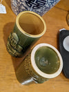 Pair of vintage Buddha green ceramic tiki mug