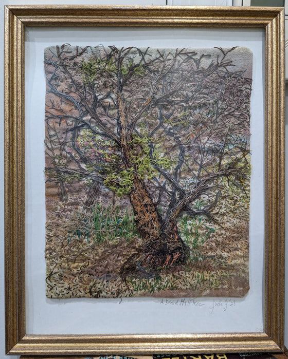 Thread and canvas depicting wildy branching tree in Druid Hill Park