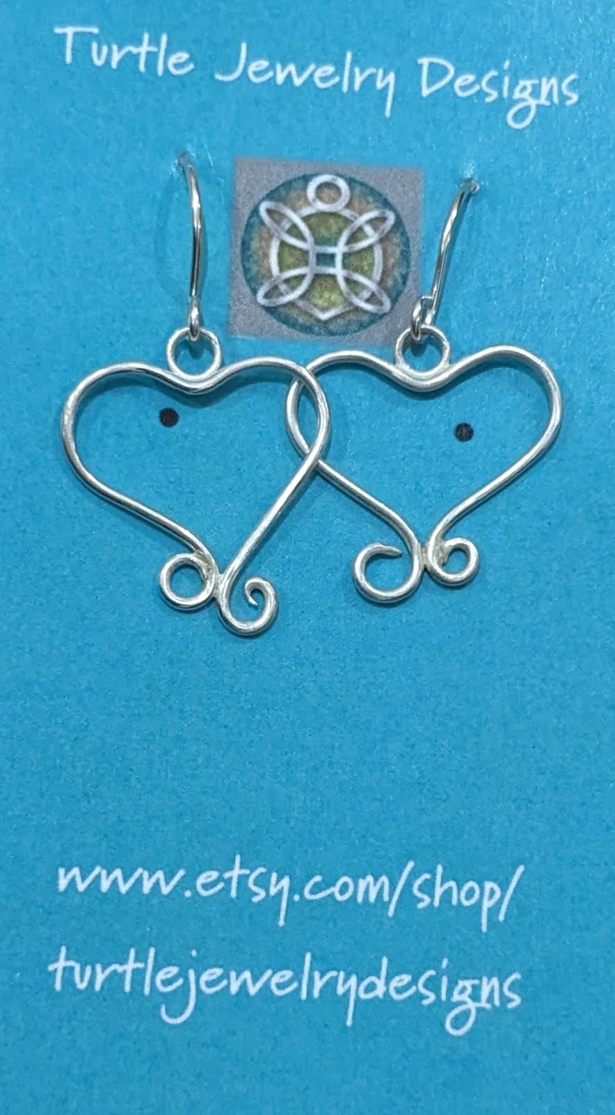 Silver wire heart earrings