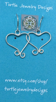  Silver wire heart earrings
