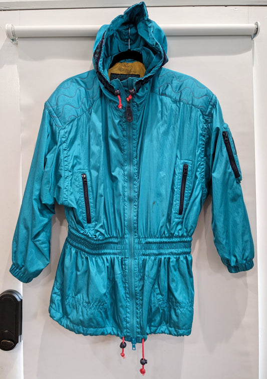 Aqua ski jacket, hooded, cinched waist