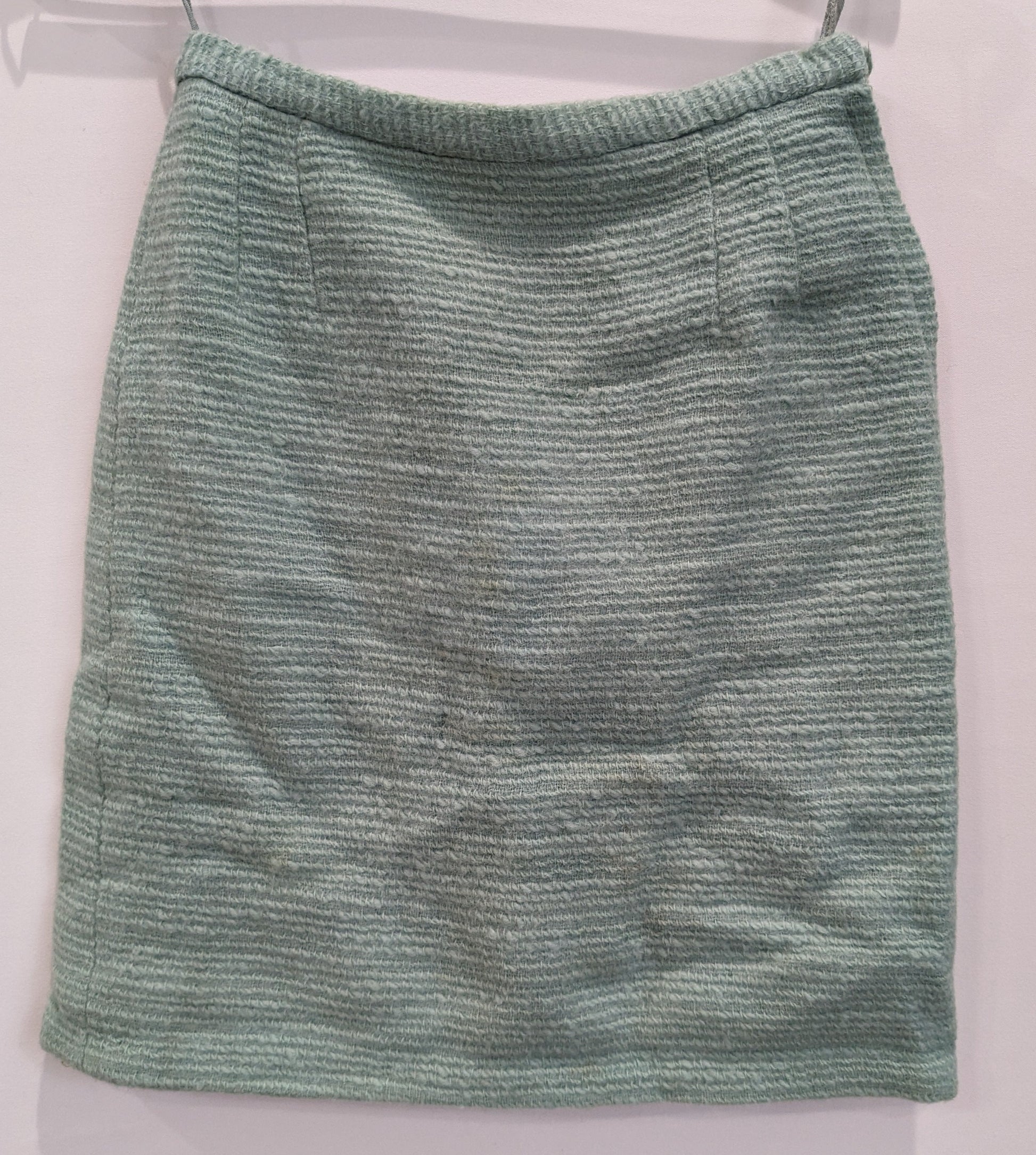 Tweed turquoise mid-length pencil skirt