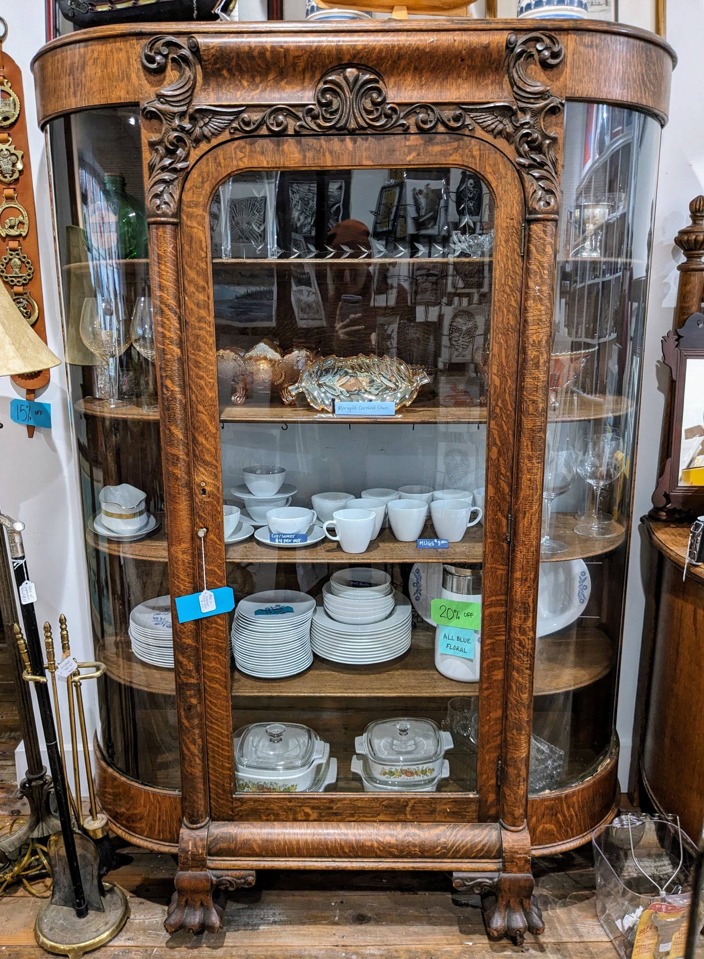 ER0: Tiger Oak Glass Cabinet