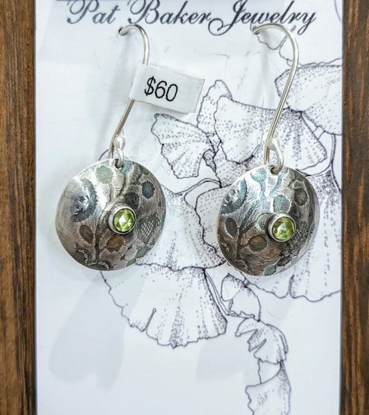 Sterling Boho Disc/Peridot Earrings