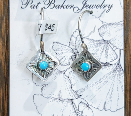 Sterling Navajo Diamond/Turquoise Earrings