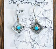  Sterling Navajo Diamond/Turquoise Earrings