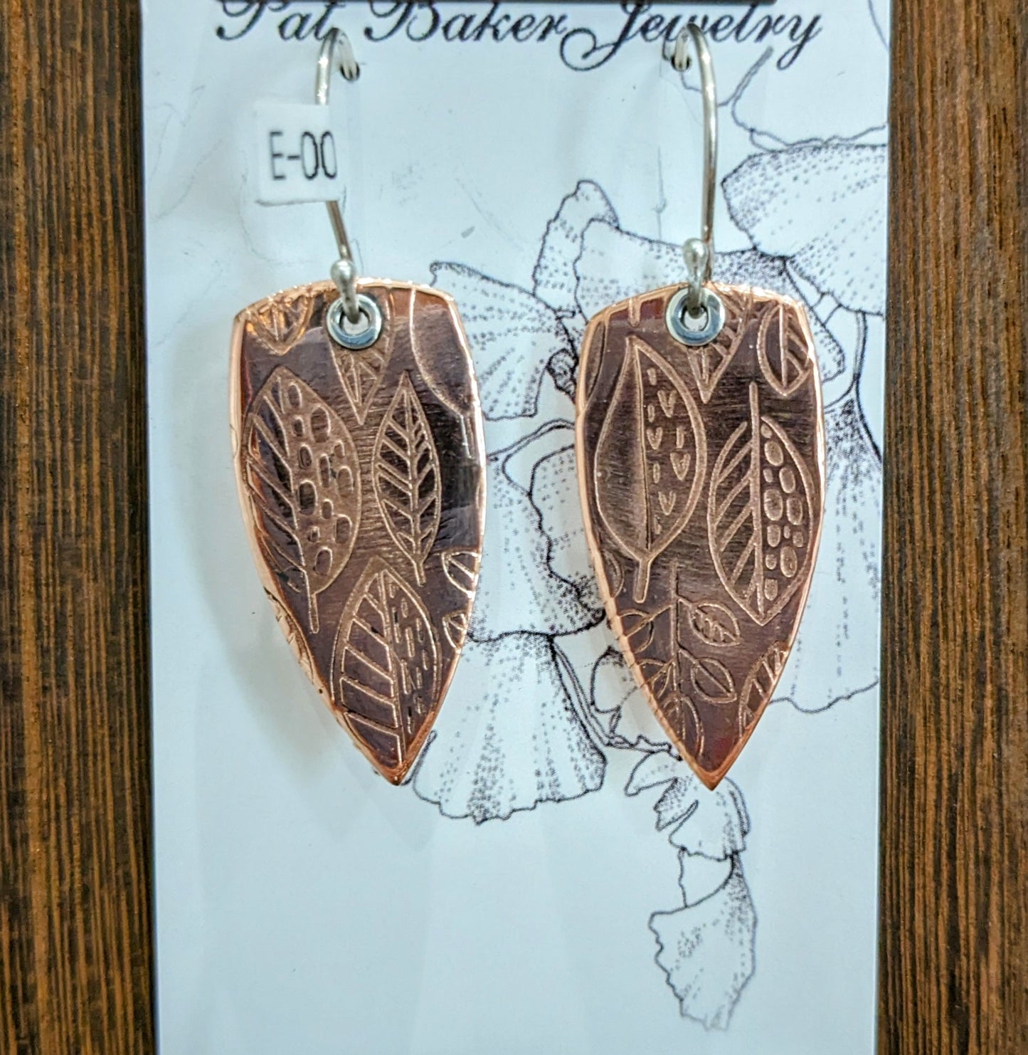 Copper Leaf Shield Earrings