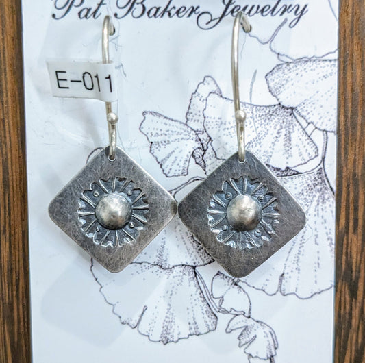 Sterling Navajo Flower/Diamond Earrings