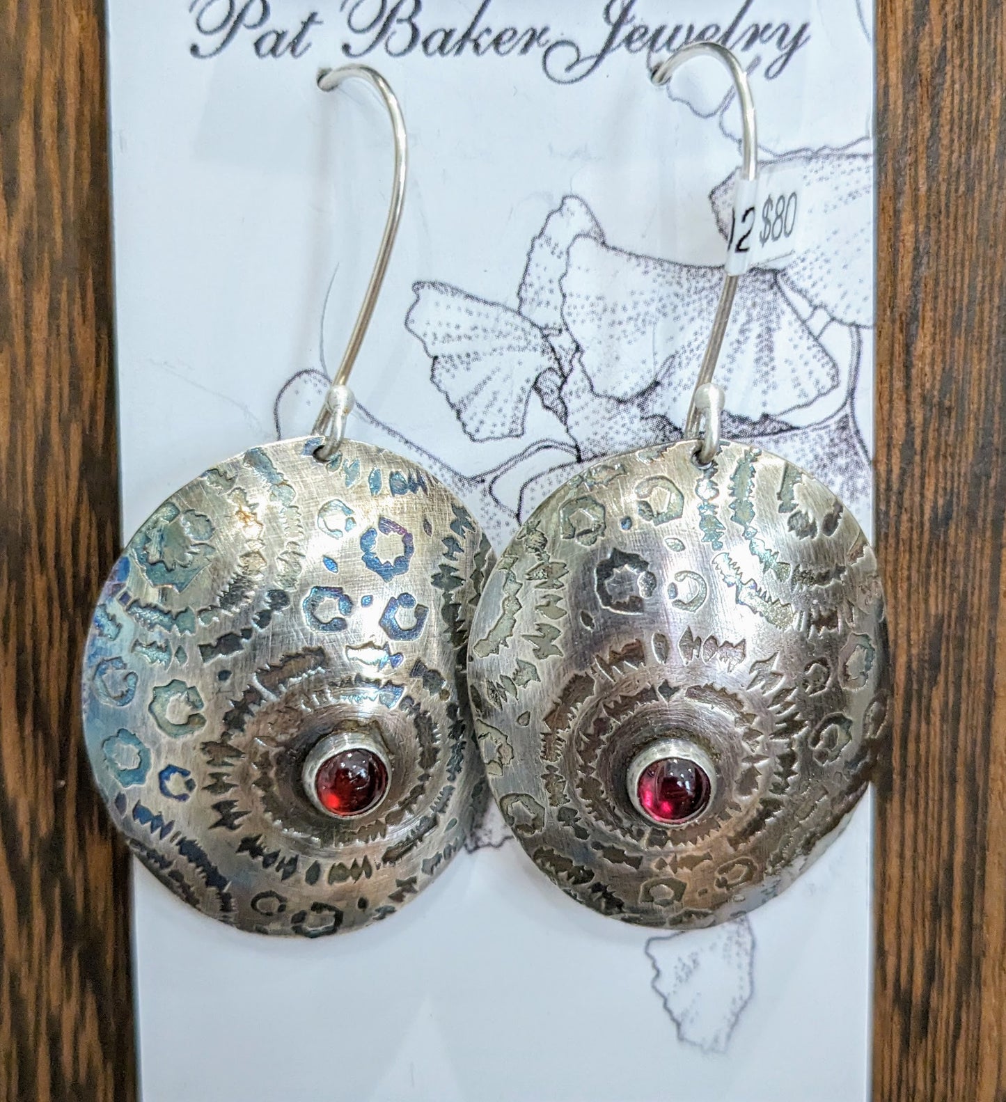 Sterling Boho Oval/Garnet Earrings