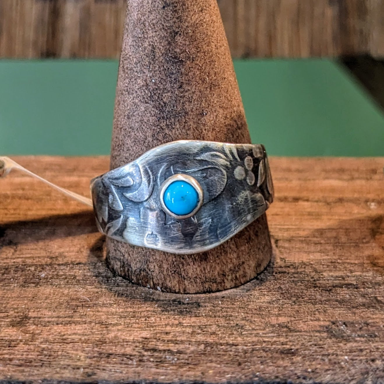 Sterling Cigar Ring Turquoise