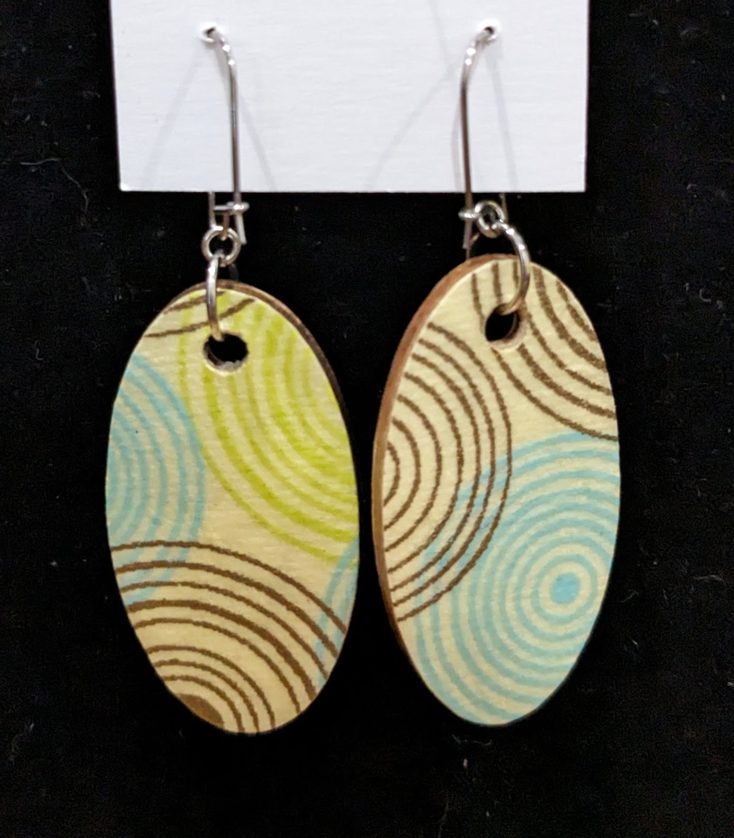 Oblong Pendant Found Paper Earrings