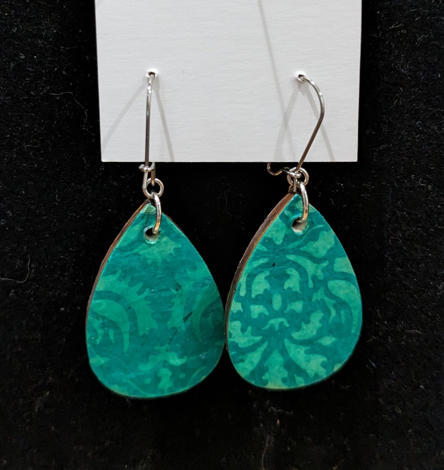 Reversible Found Paper Teardrop Earrings