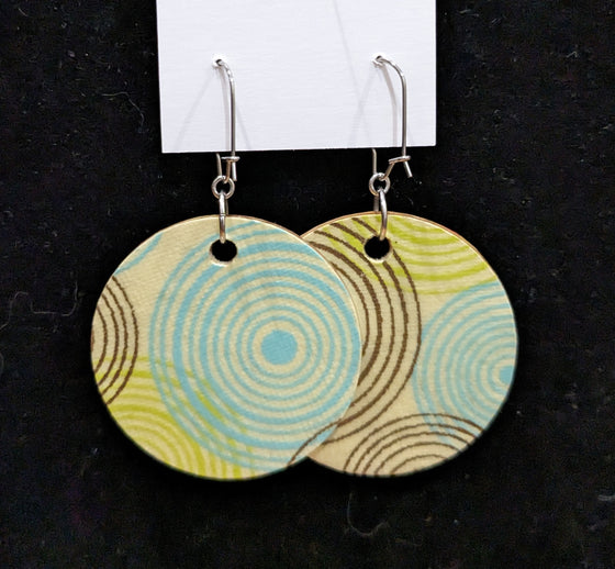 Large Found Paper Circle Pendant Earrings