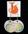 Large Found Paper Circle Pendant Earrings