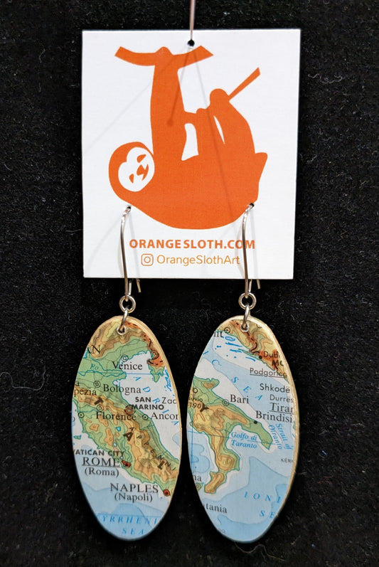 Oblong Pendant Found Paper Earrings