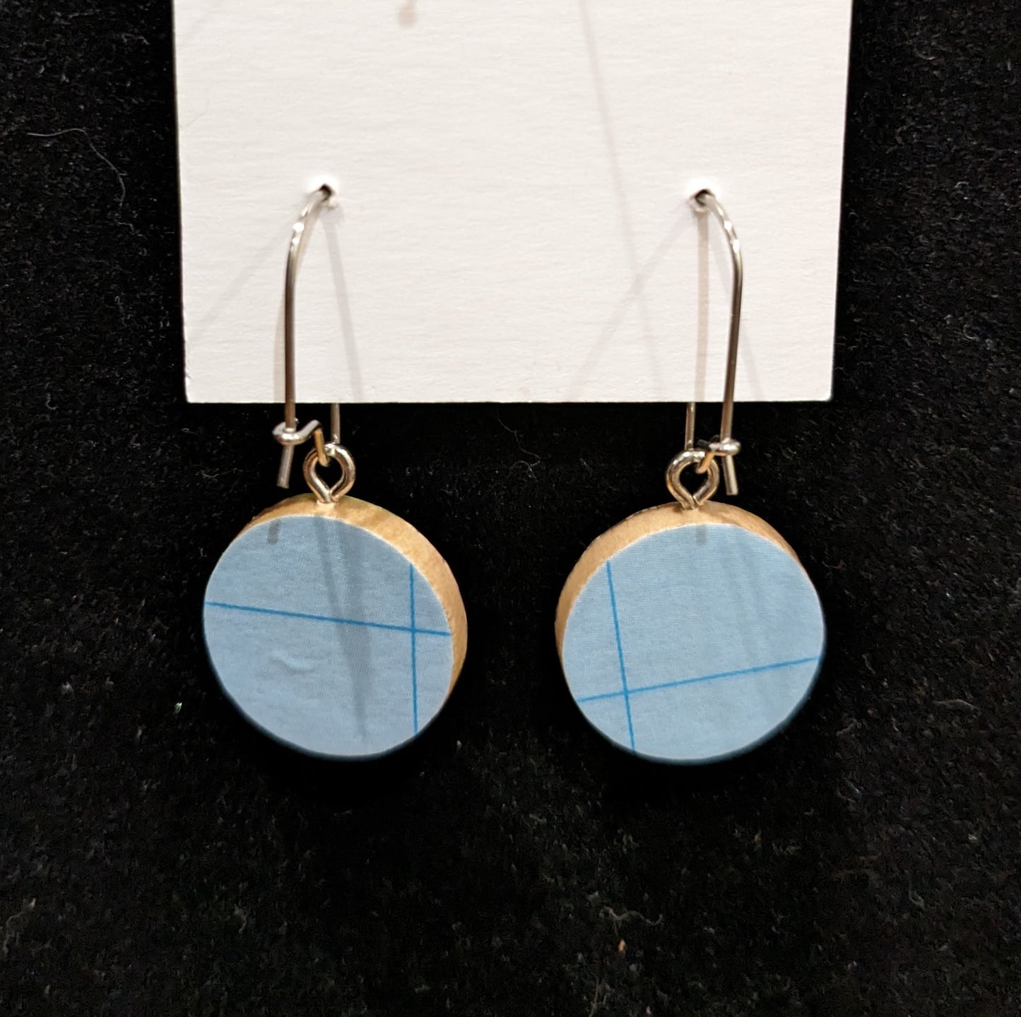 Small Found Paper Circle Pendant Earrings