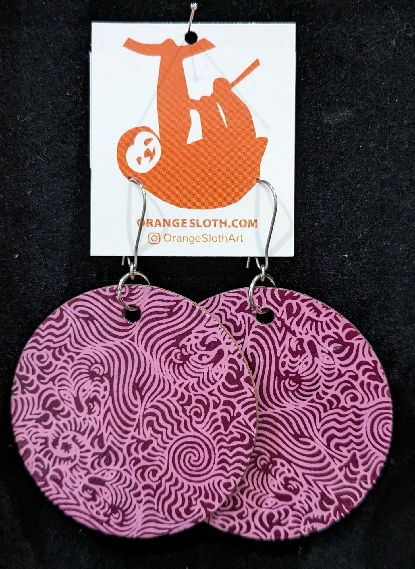 Large Found Paper Circle Pendant Earrings