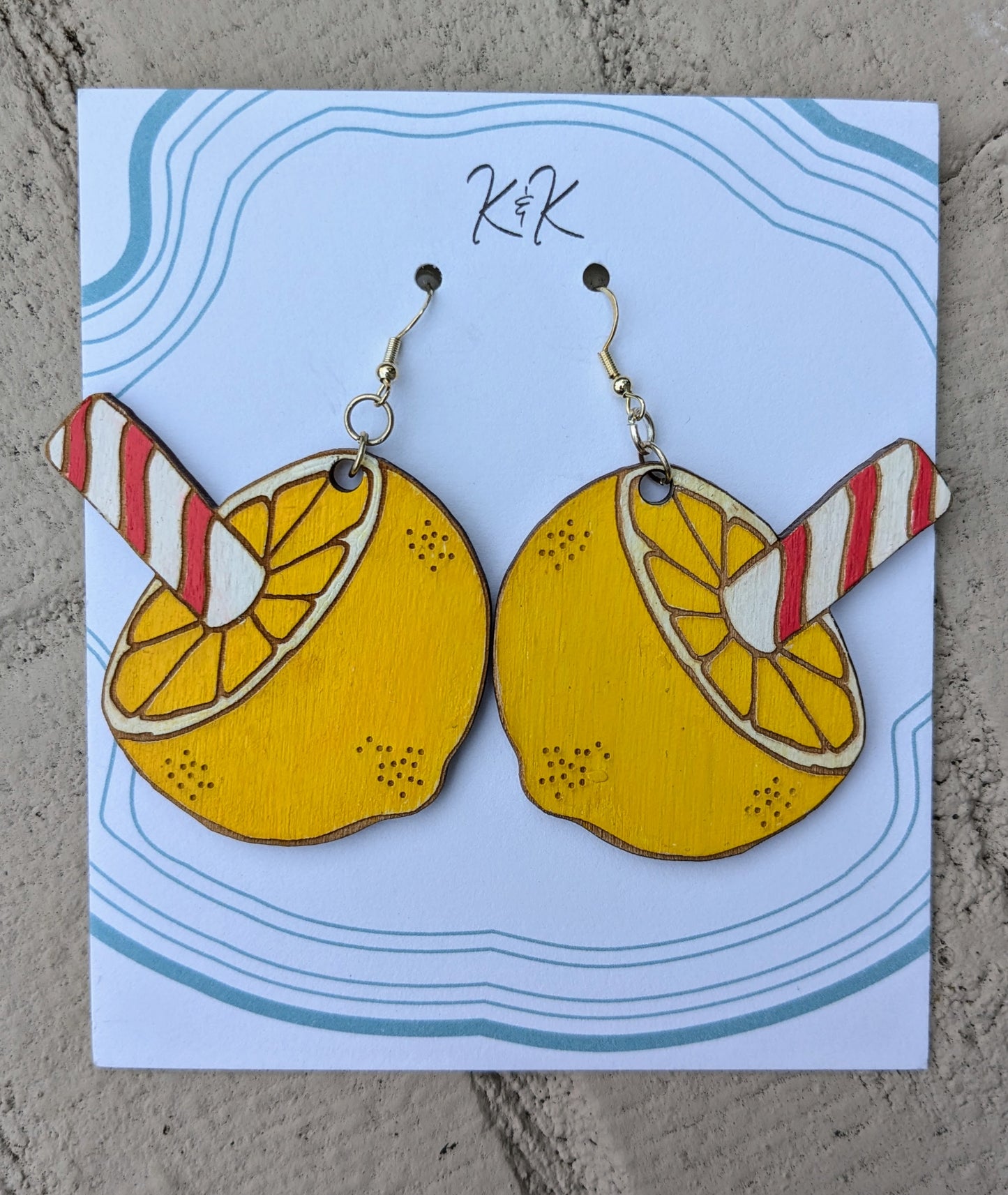 Lemon Stick Wood Earrings