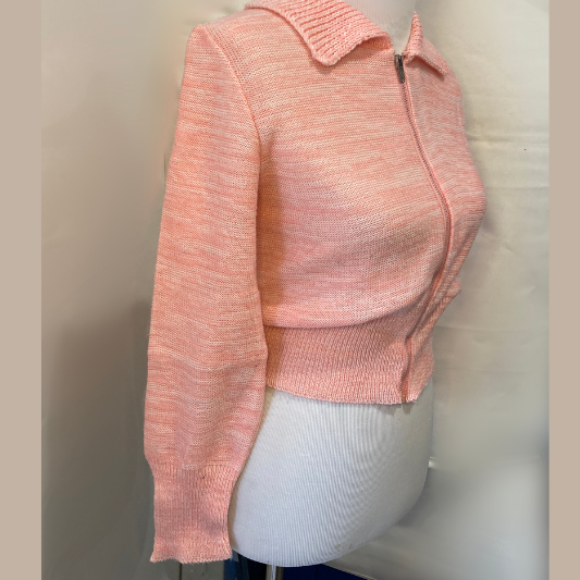 Peach zip front knit