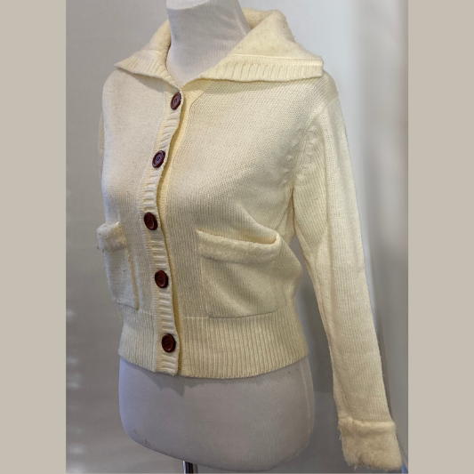 vintage warm beige button down cardigan