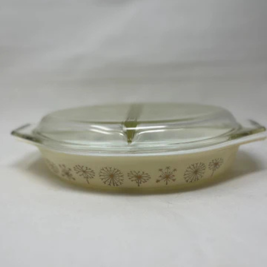 Vintage Pyrex Dandelion Duet Divided Casserole Dish – elevatedretro