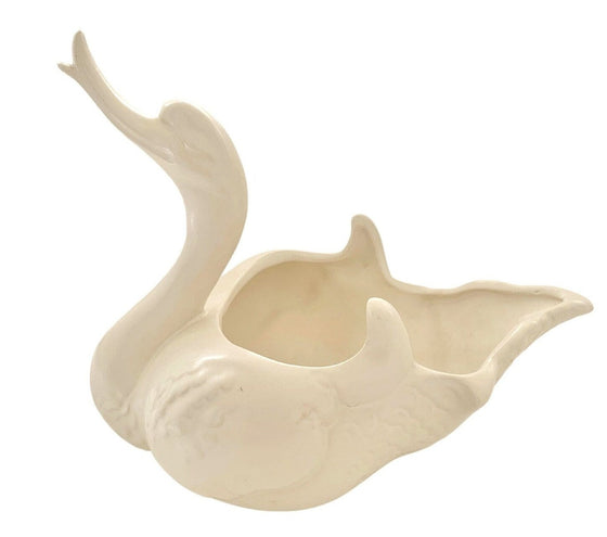 Hull swan vase, ceramic, cream colored
