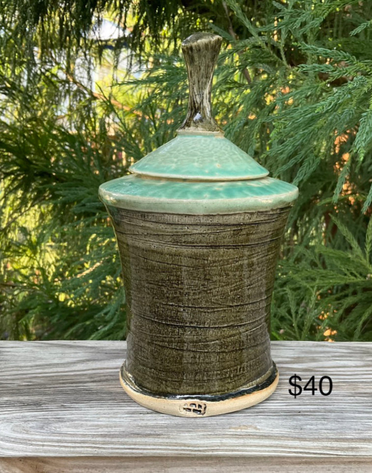 Rick Moore Pottery: Green Canister