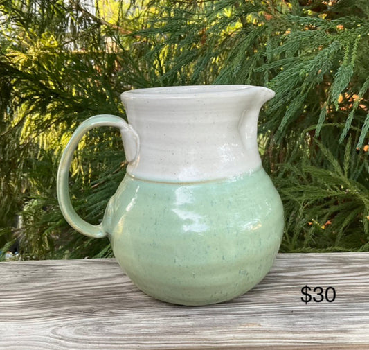 Rick Moore Pottery: Green & White Pitcher