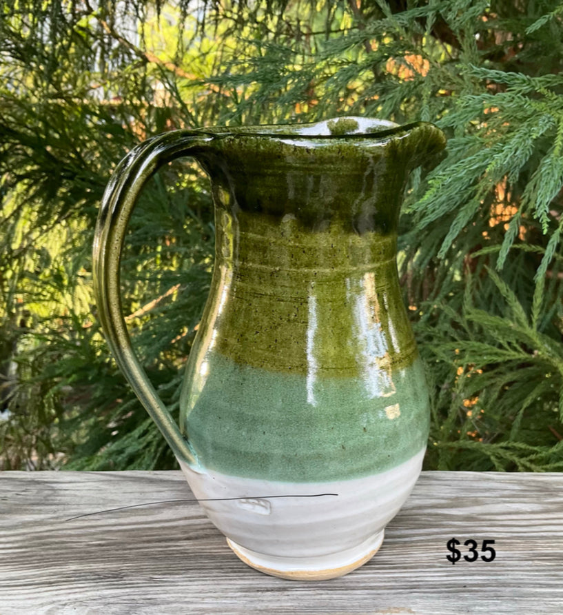 Rick Moore Pottery: Green Striped Pitcher