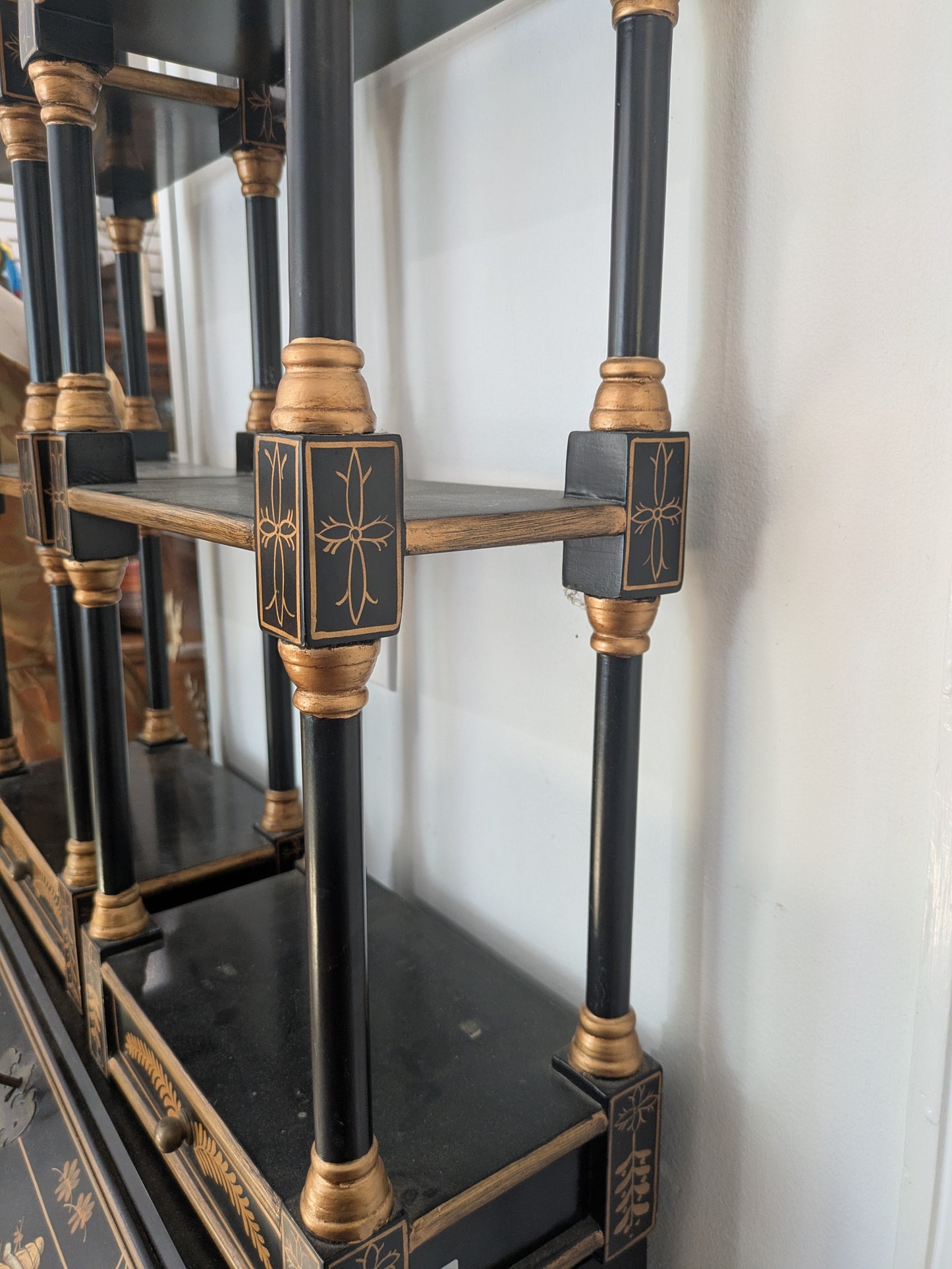 Chinese Chinoiserie Pagoda Style Curio Wall Shelves