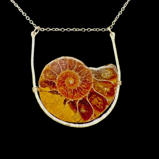 Necklace, Maxi Cif Designs, Ammonite Cradle 28"