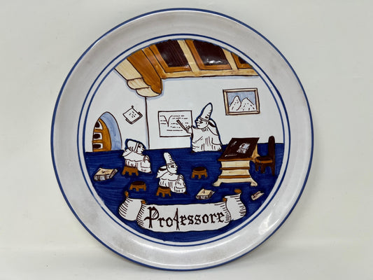 Plate, "Professore", Magnanelli Gubbio Hand-Painted