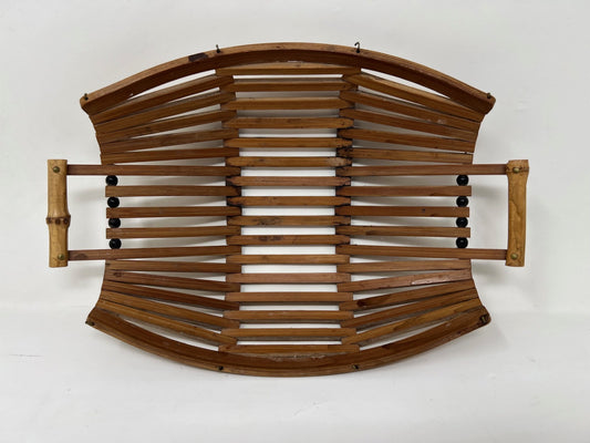 Basket, Bamboo Slat, Vintage MCM 9x12