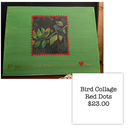 LM: Bird Collage Red Dots