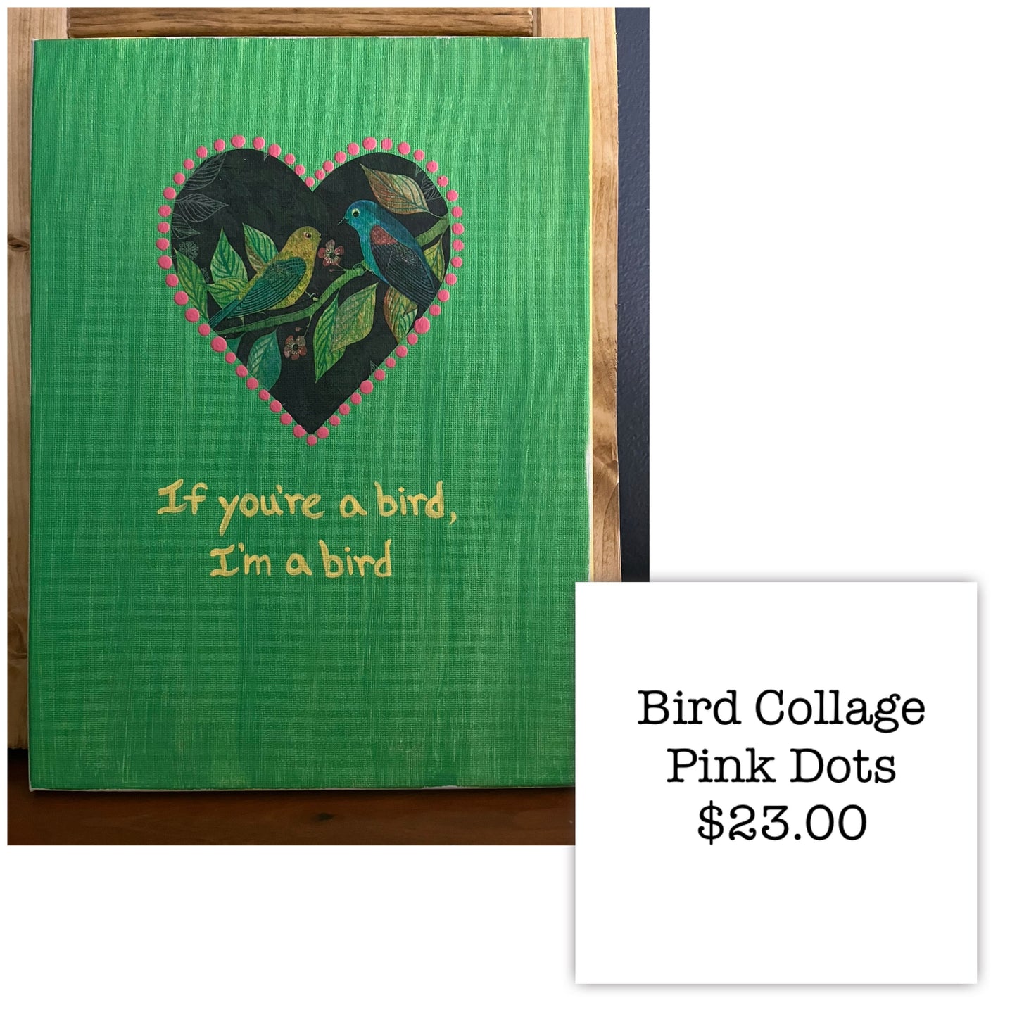 LM: Bird Collage Pink Dots