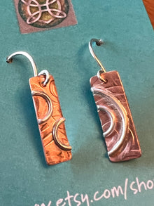  Turtle Jewelry Designs: Silver & Copper Rectangle Earrings