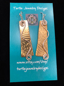  Turtle Jewelry Designs: Brass with Silver Swirl Earrings