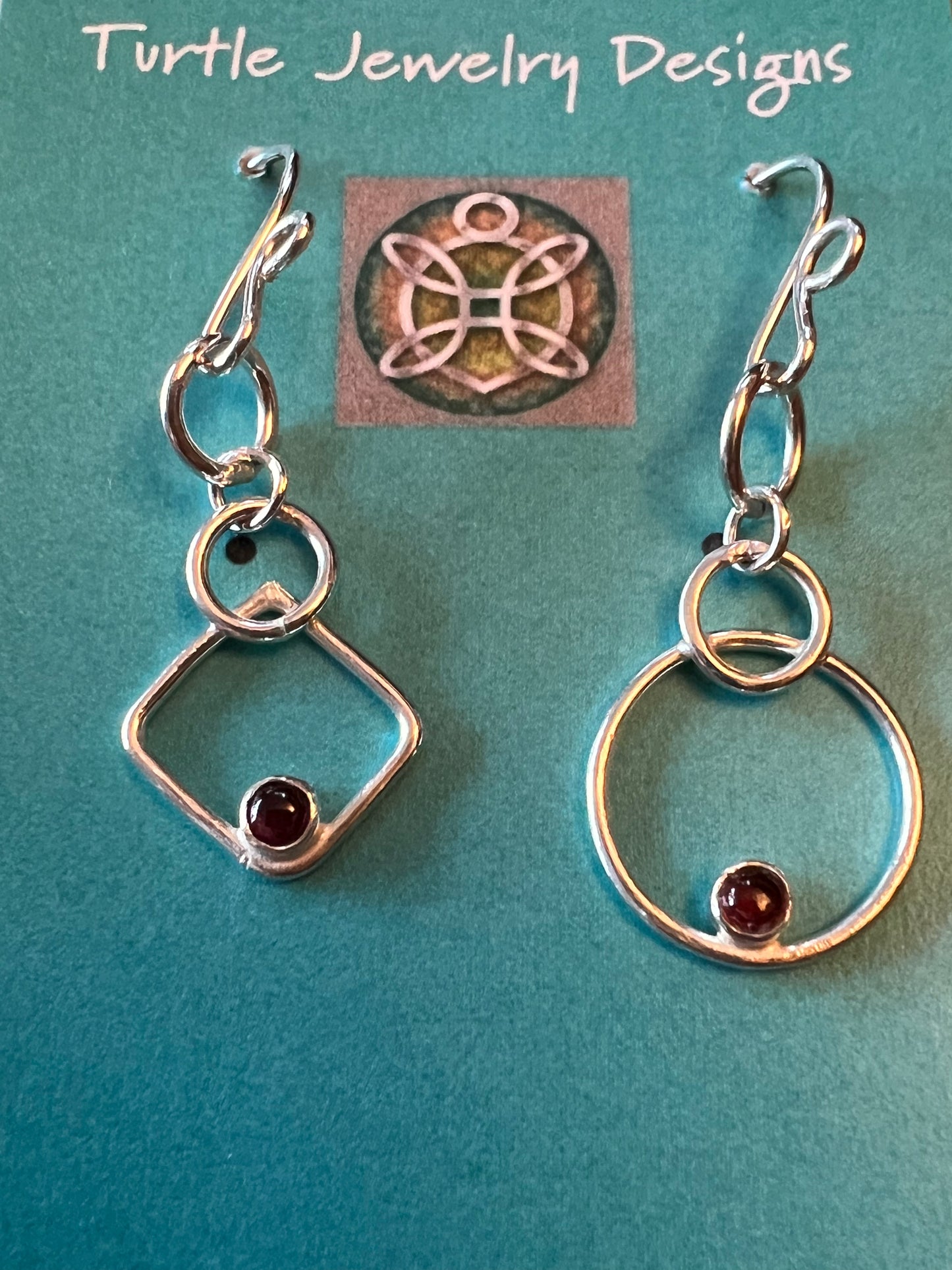 Turtle Jewelry Designs: Garnet Dangle Earrings